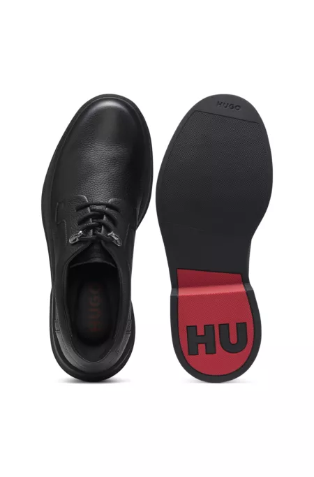 Grained-leather Derby shoes with lace hooks