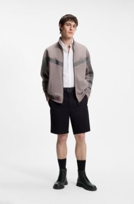 Grained-leather half boots with side zip, Black