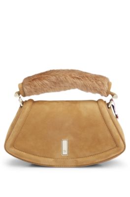 BOSS x Steiff Ariell leather bag with fur-textured handle, Beige