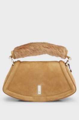 BOSS x Steiff Ariell leather bag with fur-textured handle, Beige