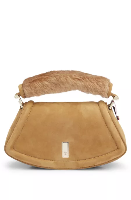 BOSS x Steiff Ariell leather bag with fur-textured handle