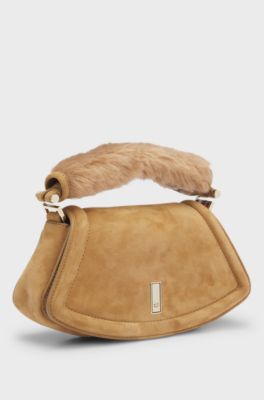 BOSS x Steiff Ariell leather bag with fur-textured handle, Beige