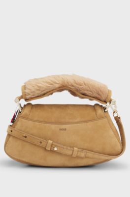 BOSS x Steiff leren Ariell-tas met bontstructuur op hengsel, Beige