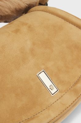 BOSS x Steiff Ariell leather bag with fur-textured handle, Beige