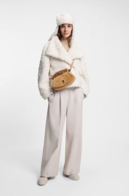 BOSS x Steiff Ariell leather bag with fur-textured handle, Beige