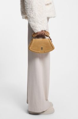 BOSS x Steiff Ariell leather bag with fur-textured handle, Beige