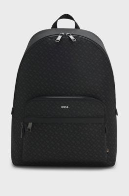 Monogram backpack with foil-embossed logo, Black