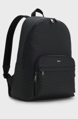 Monogram backpack with foil-embossed logo, Black