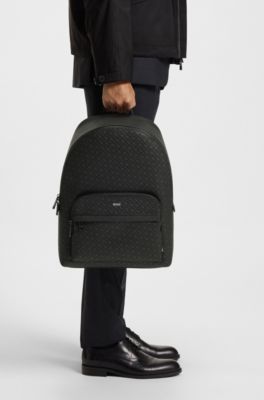 Monogram backpack with foil-embossed logo, Black