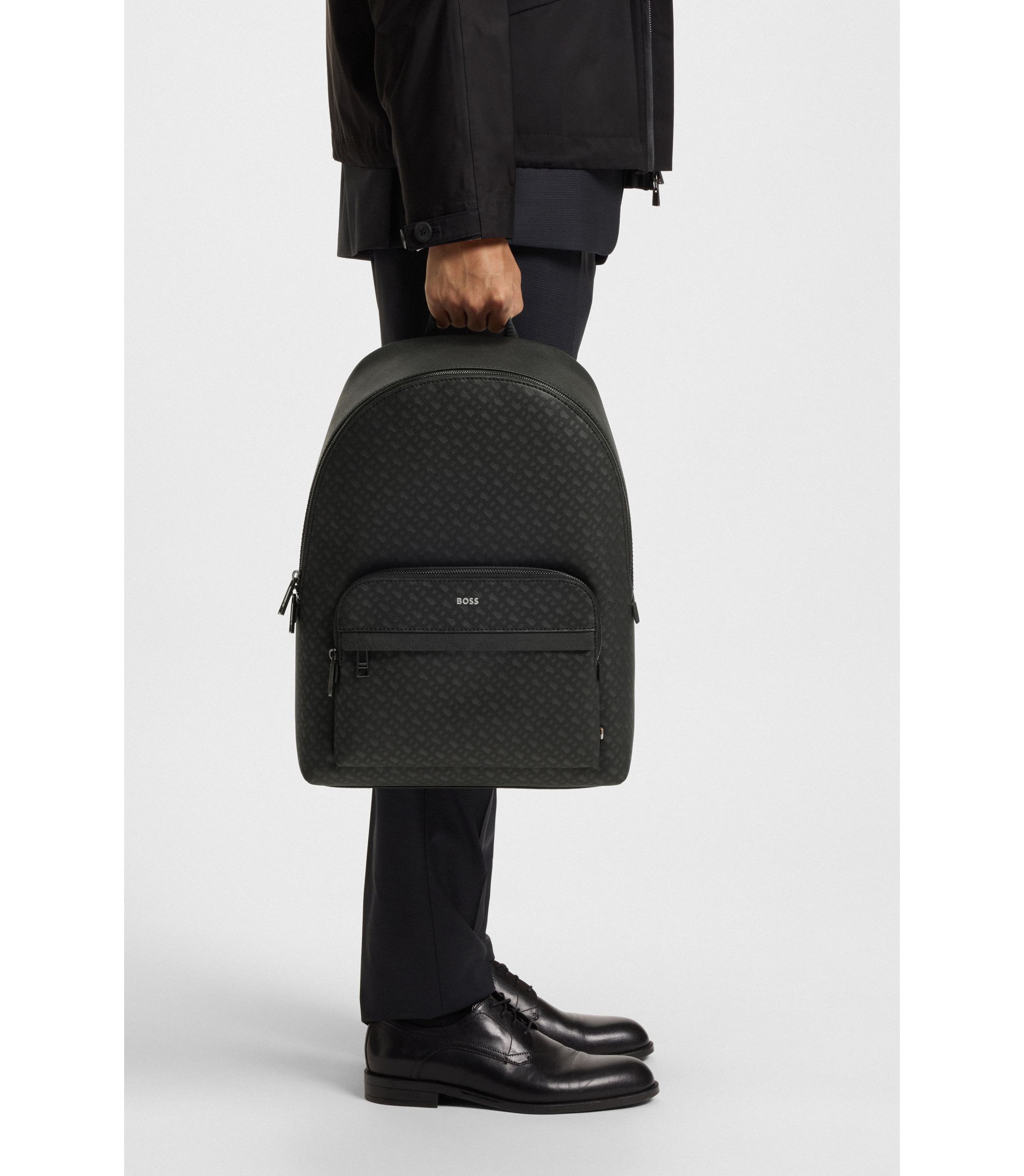 BOSS - モノグラム バックパック フォイルエンボスロゴ - ブラック