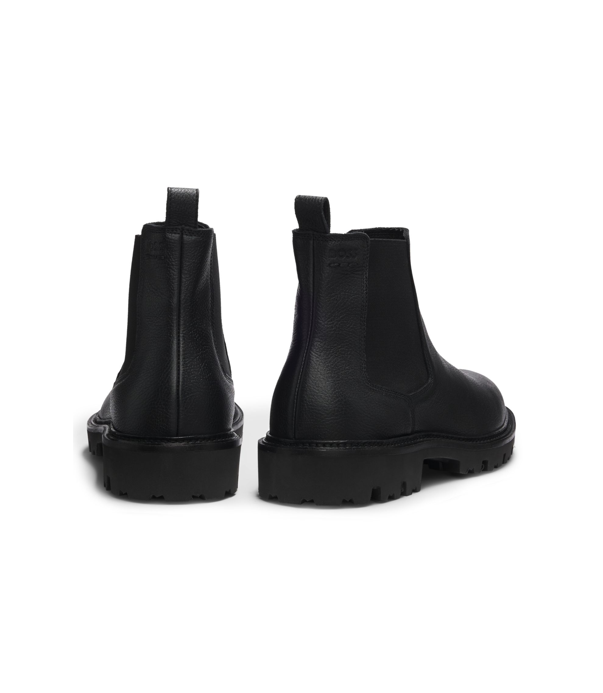 BOSS - Chelsea boots in grained leather with lug sole - Black display picture 1