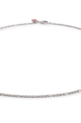 Chain necklace with stacked-logo plaque, Silver tone