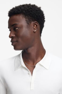 Halsk&aelig;de med stablet logoplade, S&oslash;lvfarve