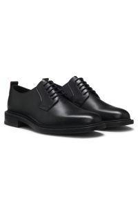 Zapatos Derby de piel con logotipo grabado, Negro