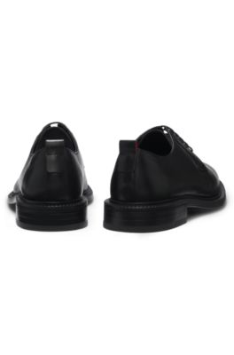 Leather Derby shoes with embossed logo, Black