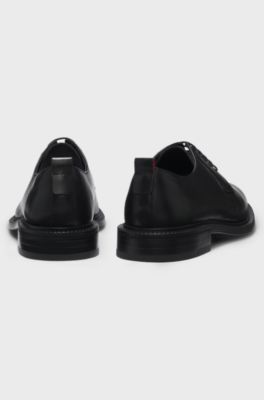 Leather Derby shoes with embossed logo, Black