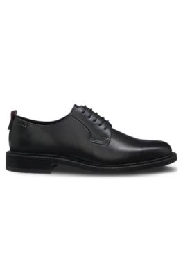 Leather Derby shoes with embossed logo, Black