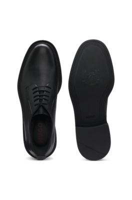 Leather Derby shoes with embossed logo, Black