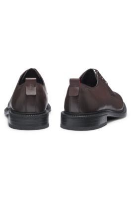 Leather Derby shoes with embossed logo, Dark Red