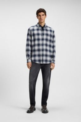 Grained-leather half boots with hiking-style laces, Dark Brown