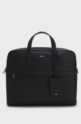 Monogram document case with foil-embossed logo, Black
