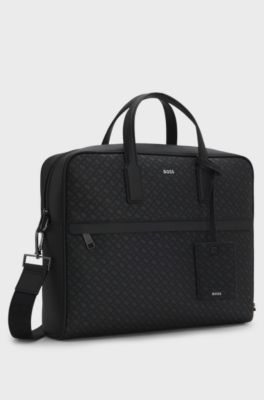 Monogram document case with foil-embossed logo, Black