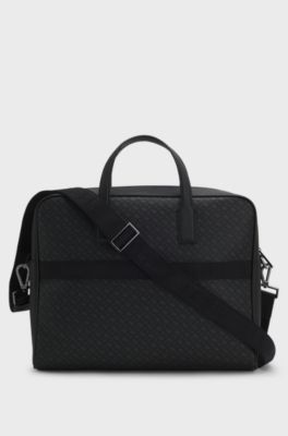 Monogram document case with foil-embossed logo, Black