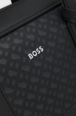 Monogram document case with foil-embossed logo, Black