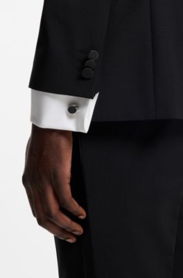 Oval cufflinks with stacked-logo enamel, Black