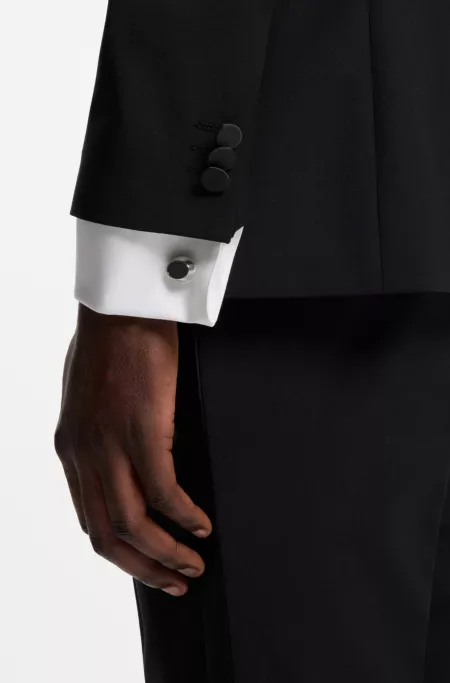 Boutons de manchette ovales à émail avec logo superposé