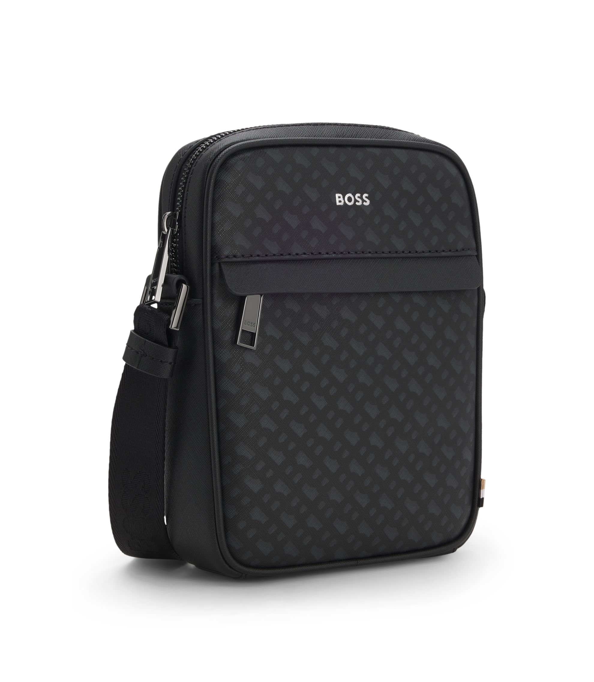 BOSS - モノグラム レポーターバッグ フォイルエンボスロゴ - ブラック