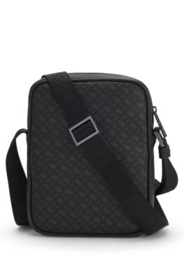 Monogram reporter bag with foil-embossed logo, Black