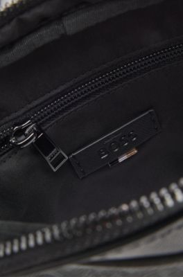 Monogram reporter bag with foil-embossed logo, Black