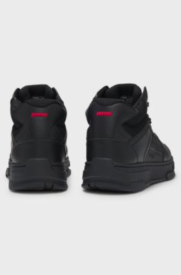 High-top trainers with mesh trims, Black