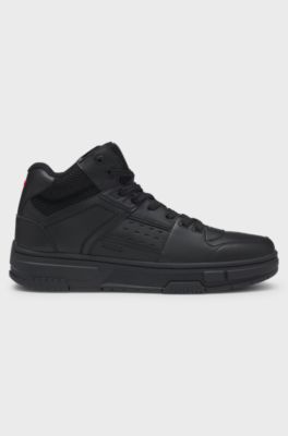 High-top trainers with mesh trims, Black