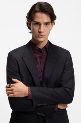 Steel ring with stacked-logo enamel insert, Black