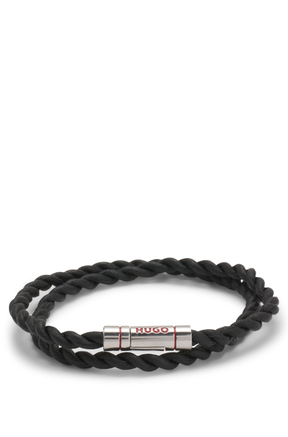 Double-wrap cuff in braided leather