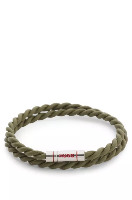 Double-wrap cuff in braided leather