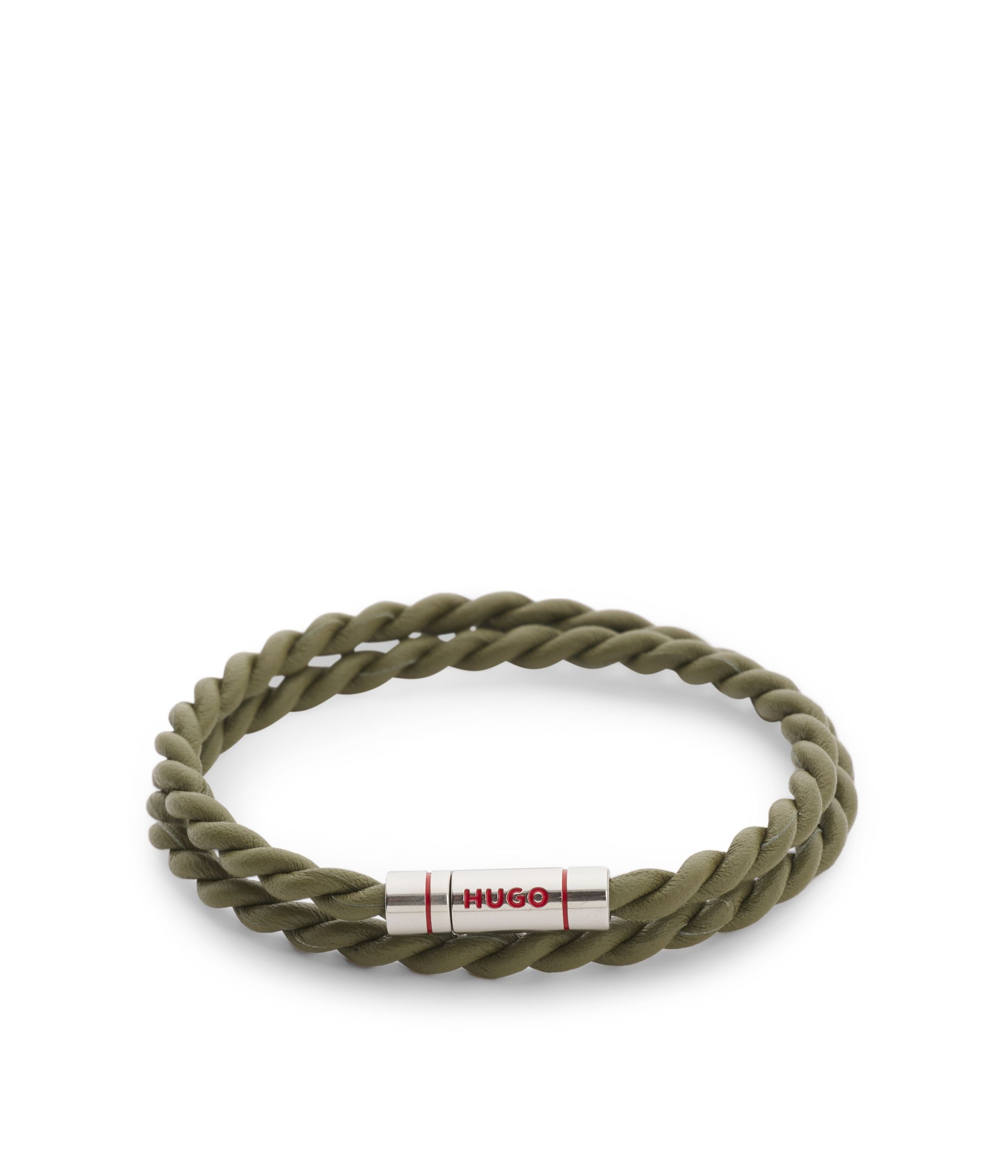 Doppeltes Armband aus geflochtenem Leder