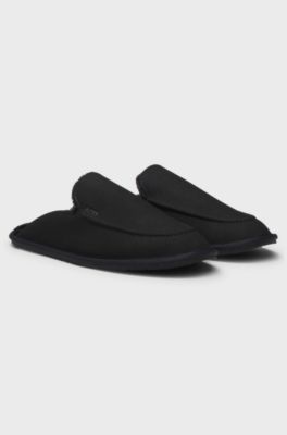 Microfibre slippers with rubber sole, Black