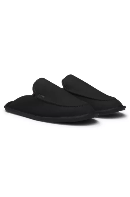Microfibre slippers with rubber sole