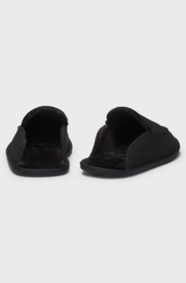 Microfibre slippers with rubber sole, Black