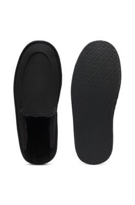 Microfibre slippers with rubber sole, Black