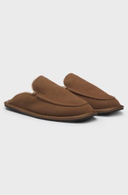 Microfibre slippers with rubber sole, Dark Brown