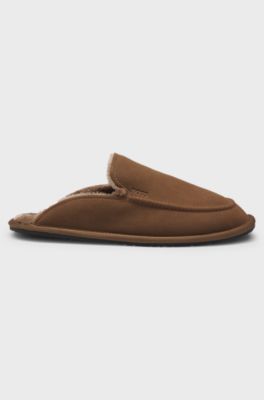 Microfibre slippers with rubber sole, Dark Brown