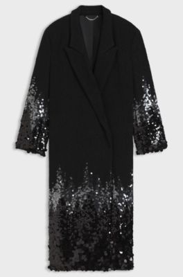Abrigo formal con adornos de lentejuelas, Negro