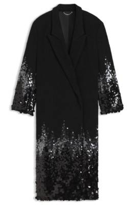 Formal coat with sequin embellishments