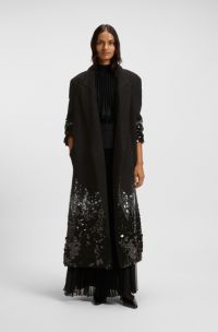 Cappotto formale con paillettes decorate, Nero