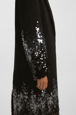 Abrigo formal con adornos de lentejuelas, Negro