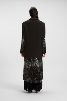 Formal coat with sequin embellishments, Black